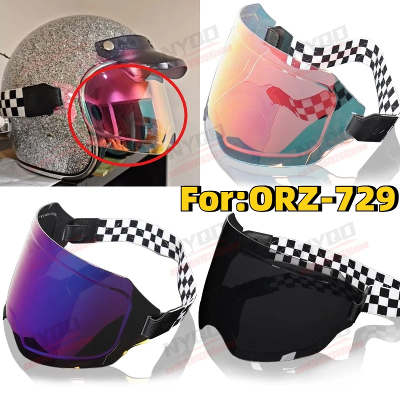 Motorcycle 3/4 Retro Half Helmet High-definition Multi-color Selection Strap Goggles Suitable for ORZ-729