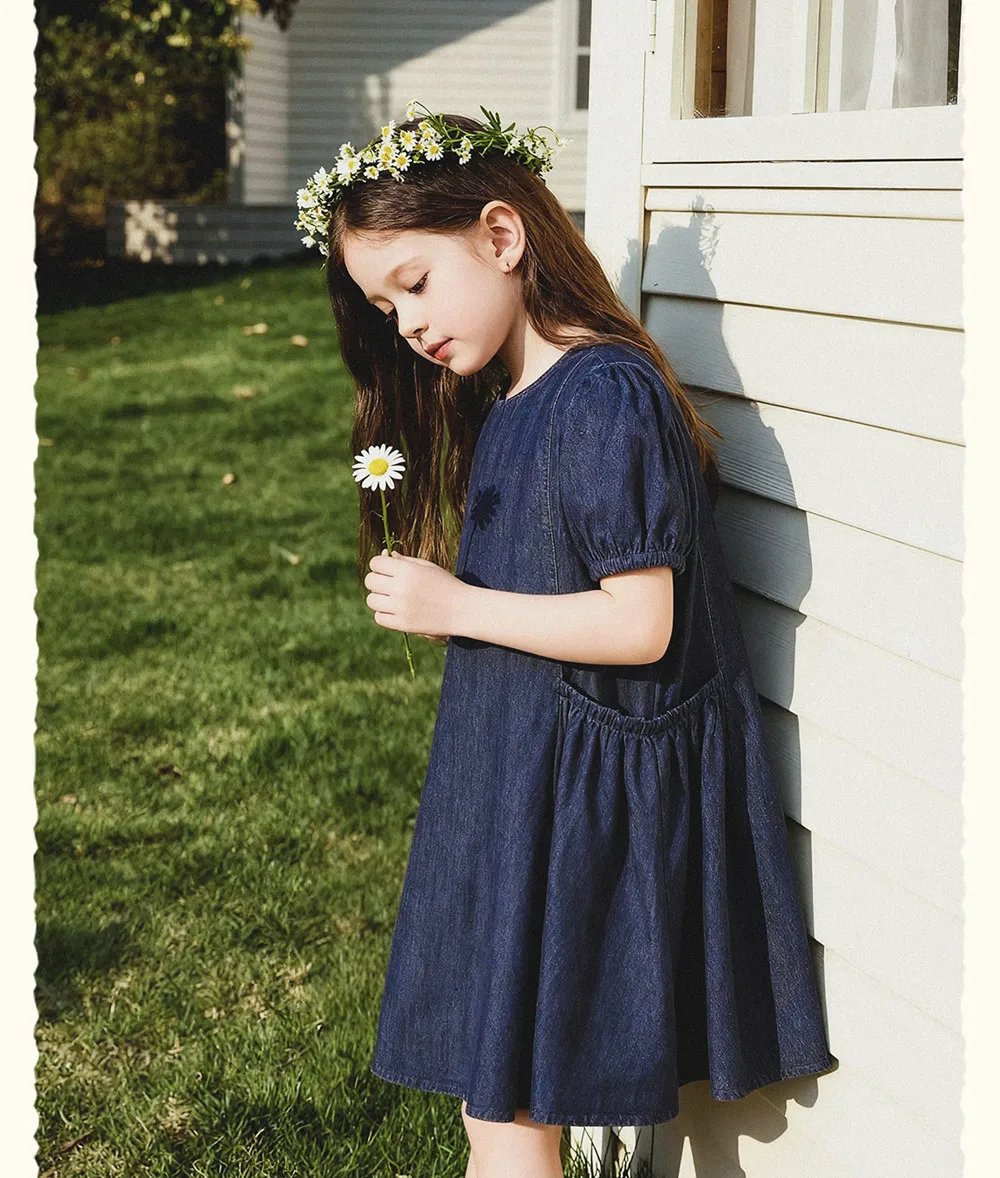 

summer dresses Girls' dress 2026 Stylish denim dress Simple and beautiful kids girls clothes birthday dress