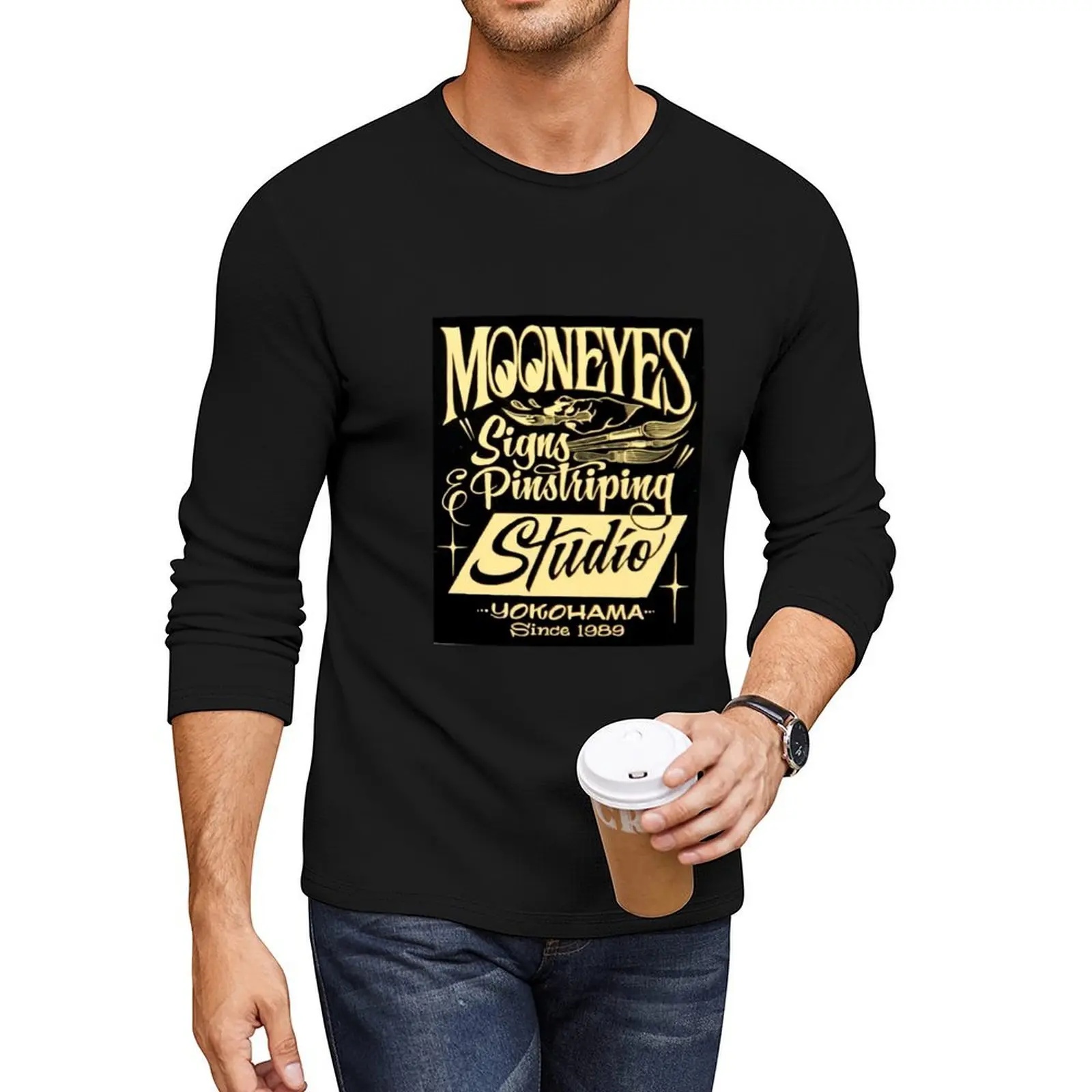 % mooneyes Long T-Shirt sweat shirts Aesthetic clothing black t shirts mens funny t shirts