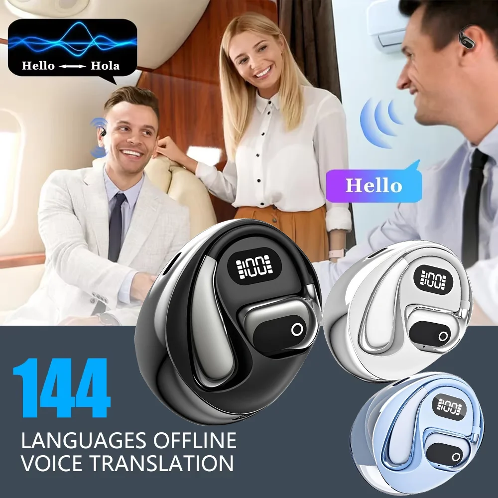 Smart Bluetooth Wireless Headphones 144 Languages Real Time Translator AI HiFi Travel Earbuds Low latency ENC Business Earphone