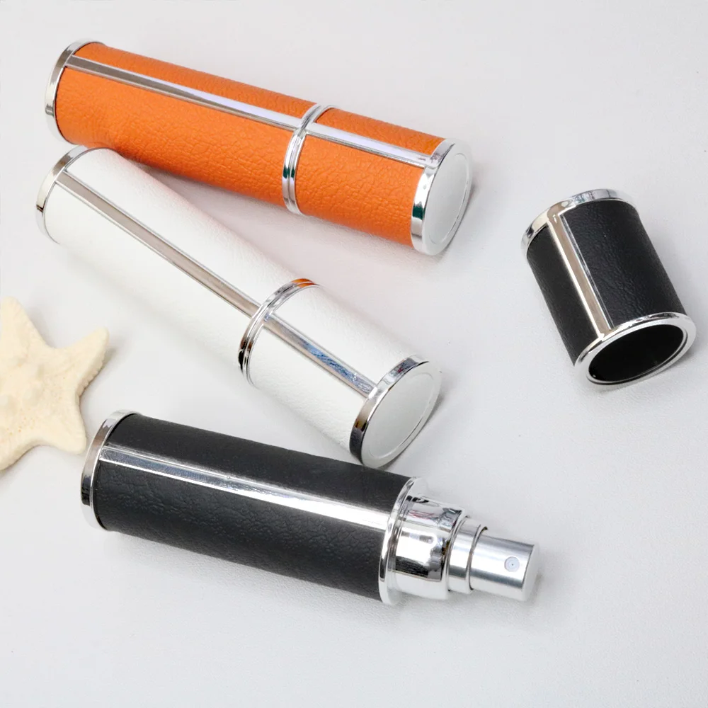 절묘한 가죽 향수병 1개, 0.17온스 향수 용기, 휴대용 스프레이 병, 리필 가능한 여행용 향수병.