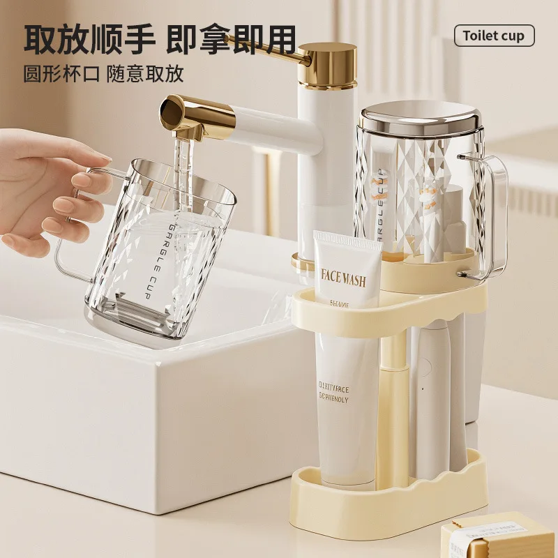 Stable Wall Hanging Toothpaste Toothbrush Storage Rack Punch Free Organizer for Household Bathroom Daily Accessories
