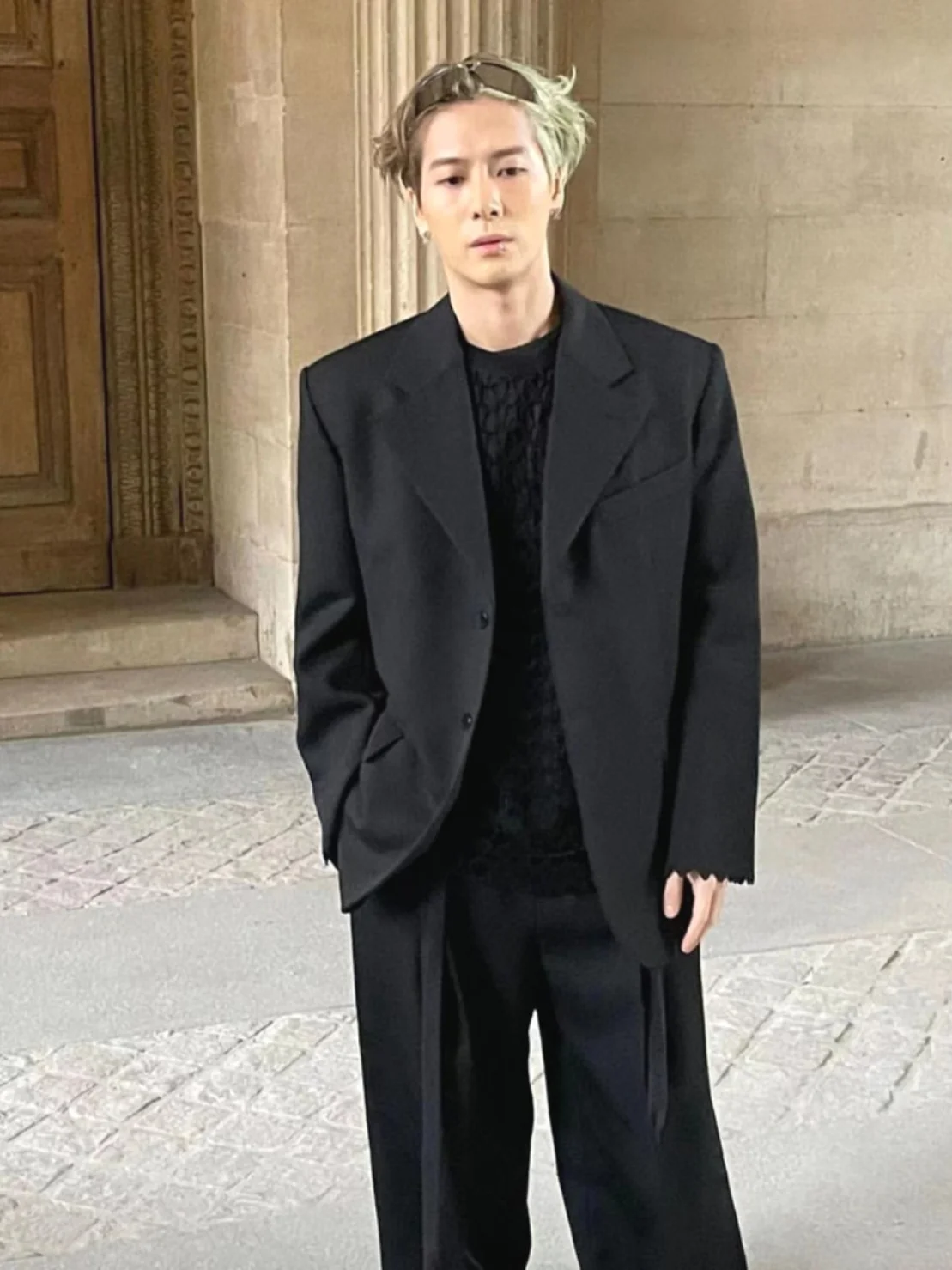 

Bla oulder Pad Suit Jaet Long Sve Women's Sle Outerwear Faionable Loose Fit Youthful Energy All Seasons