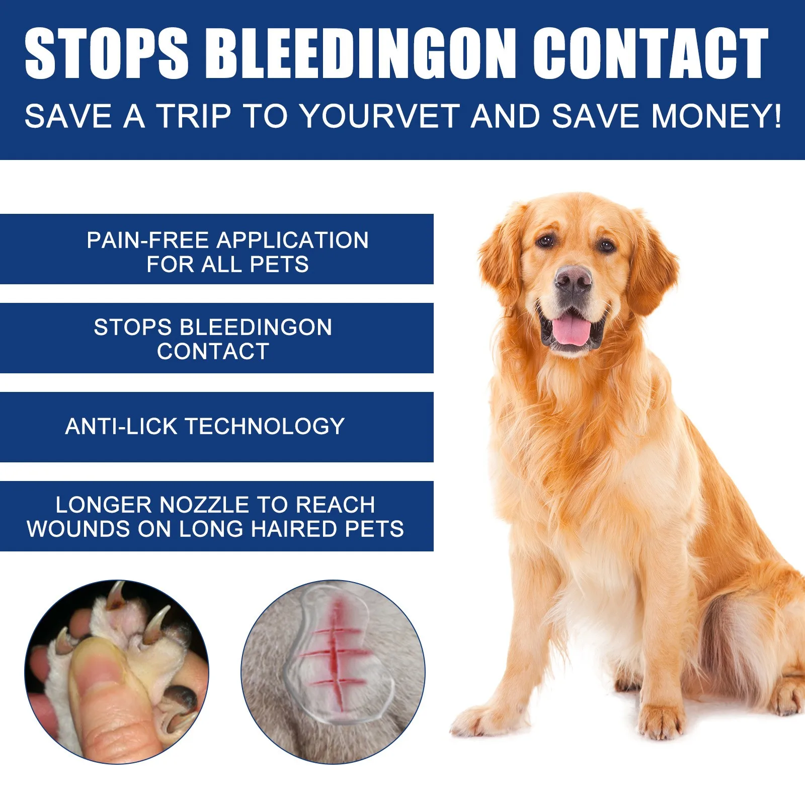 Pet External Hemostatic Gel Aid Stop Bleeding Wound Healing Relieve Itching Wound Cleaning For Dog Cat Gentle Skin Care Liquid - view 5