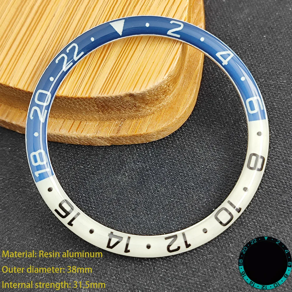 Anello per orologio in alluminio con resina da 38mm accessori per intarsio anello in resina accessori per cassa dell'orologio da uomo