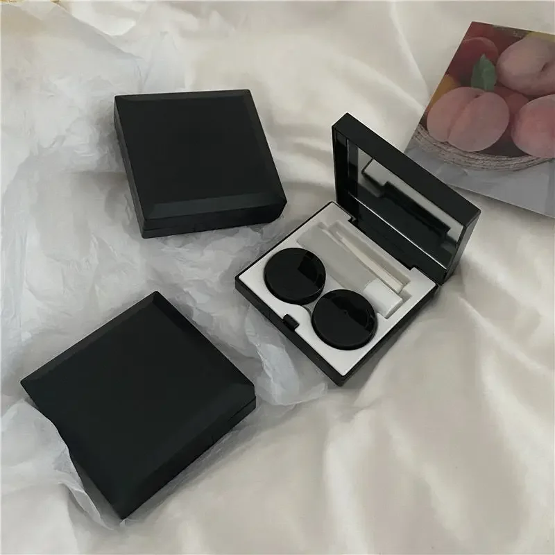 Caja de almacenamiento de lentes de contacto sólidas para hombre y mujer, estuche de lentes de contacto de alto grado, elegante y negro, conjunto de viaje portátil