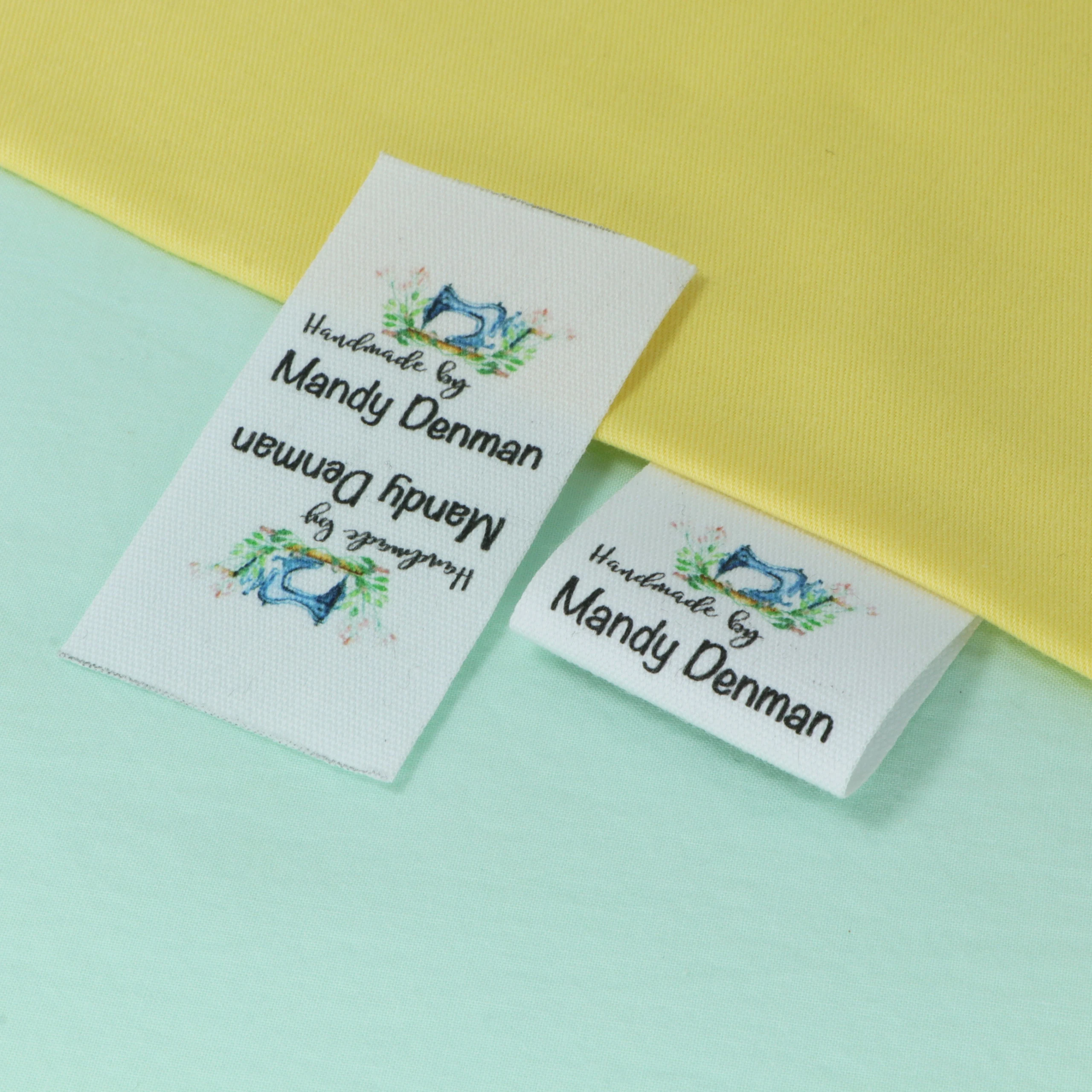 Sewing labels / Custom brand labels, Clothing Labels, Sewing Machine, Fabric 100% cotton,  Custom text (FR103)