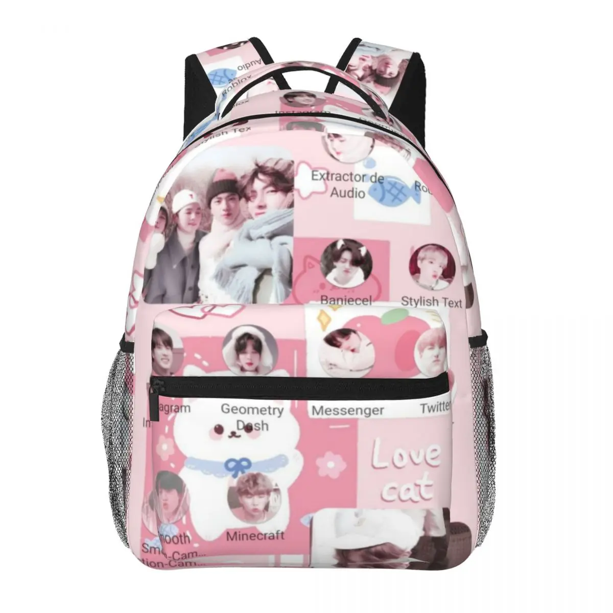 Mochila leve impressão, bolsa de escola padrão elegante, B-T-S, 17 Polegada, Novo