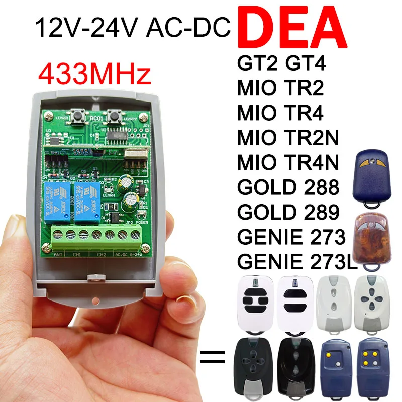 DEA 433.92MHz Remote Control Garage Door Receiver DEA GT2 GT4 MIO TR2 TR4 TR2N TR4N GOLD 288 289 GENIE 273 273L Command Receiver