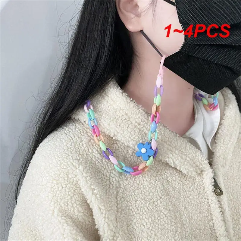 1~4PCS 70cm Fashion Acrylic Face Mask Chain Women Anti Slip Mask Strap Glasses Chains Neck Chain Mask Holder Neck Strap Mask