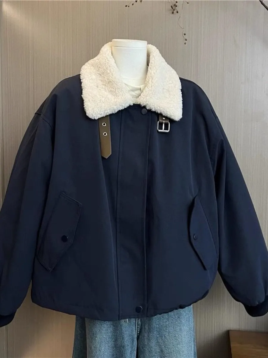 veste-de-travail-pour-femme-en-molleton-epais-a-col-montant-et-patchwork-style-decontracte-manteau-en-coton-court-ensemble-deux-pieces
