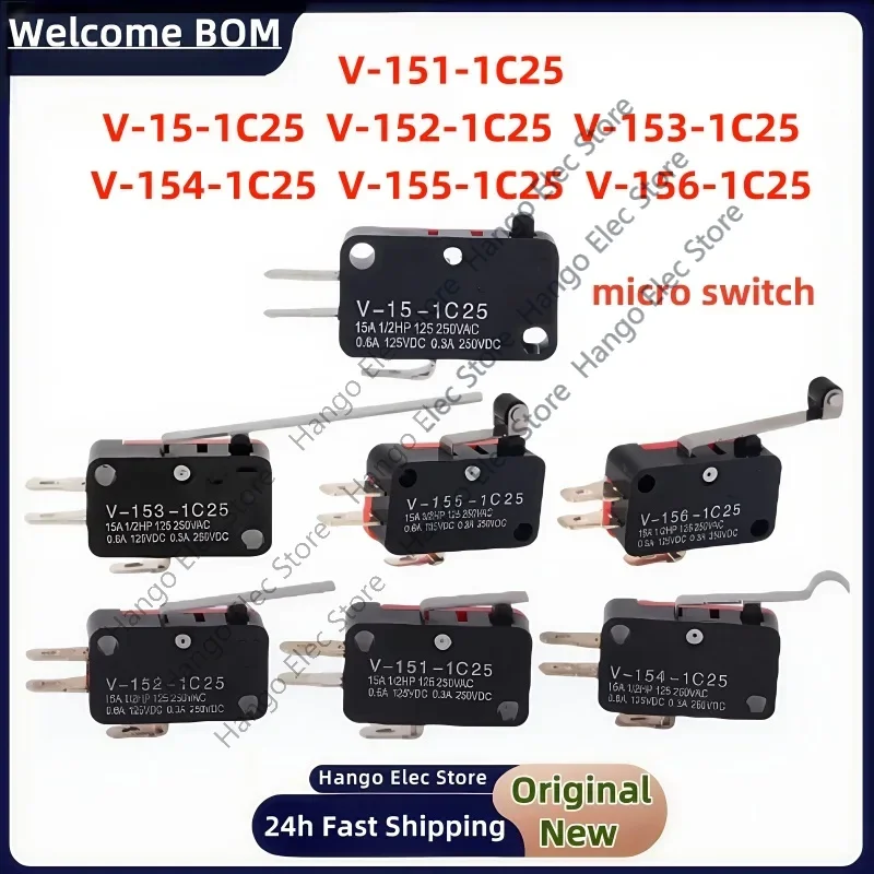10 قطعة Microswitch السكتة الدماغية الحد التبديل V-15-1C25 V-151-1C25 V-152-1C25 V-153-1C25 V-155-1C25 V-156-1C25
