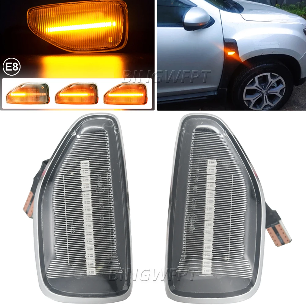 BINGWFPT 2PCS LED Dynamic Side Marker Light Arrow Turn Signal Blinker Lamps For Dacia Logan 2 Sandero 2 Duster 2 Renault Stepway