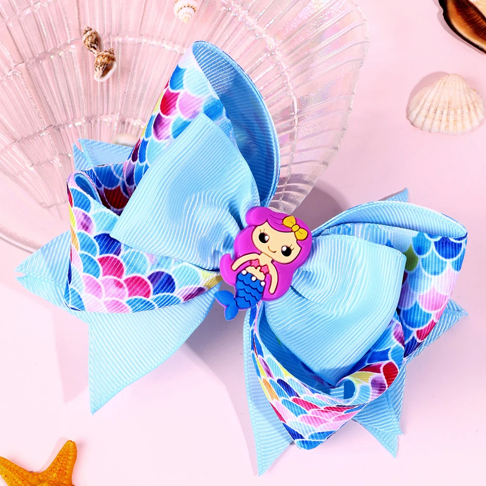 1PC Super Fairy Mermaid Bow Hair Clips Lovely Princess Hairgrips for Small Children Hair Clips for Girls Kids Headwear