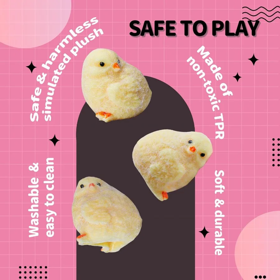 2PCS Taba Squishy Chick Toy Hand Make Fidget Chicken Sticky Silicone Squeeze Toys Ultra Soft for Adults Chick Squishies Toys fo