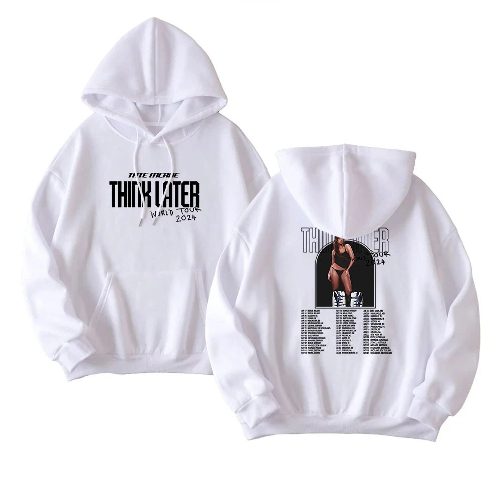 Tate McRae Merch 2024 Think Later World Tour Merch Hoodies Winter Hooded Sweet Streetwear Long Sleeve New Logo Sweatshirt Y2K