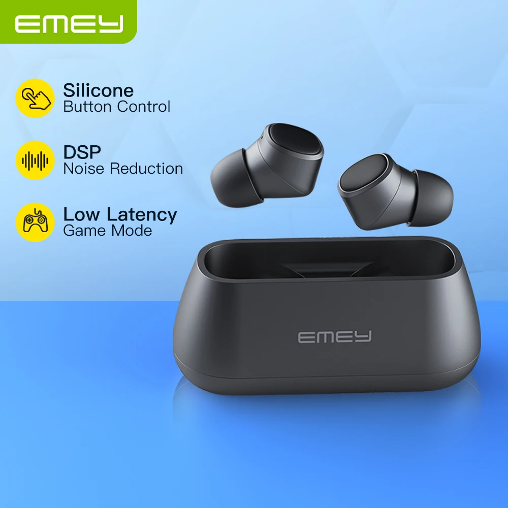 EMEY T1 TWS Wireless Bluetooth Headphones 3D Stereo Earphones with Dual Microphone