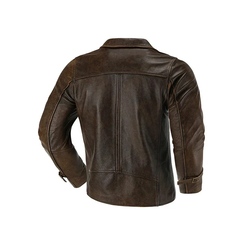 New Top-Layer Cowhide Leather Jacket Men's Four Seasons Motorcycle Slim-Fit Lapel Multi-Pocket