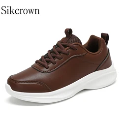 Brown Women Running Sneakers Shoes for Men Lightweigth PU Leather Casual Shoes Non-slip Footwear Trainer Men Tenis Masculino 45