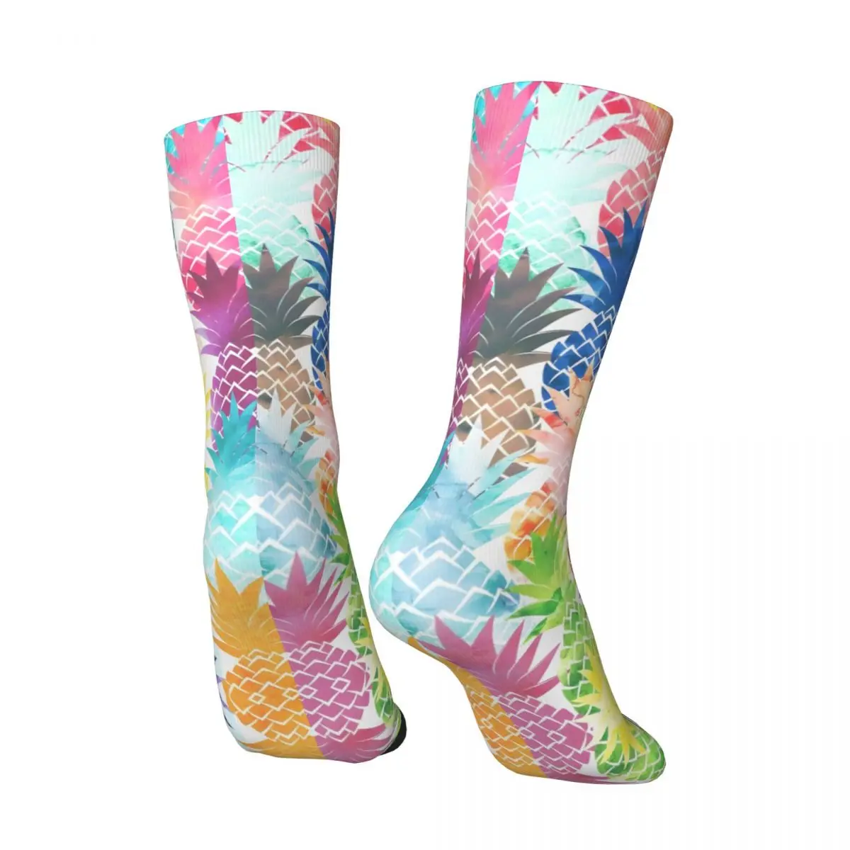 Vintage Hawaiian Pineapple Pattern Tropical Watercolor Men's compression Socks Unisex Harajuku Pattern Printed Novelty Crew Sock