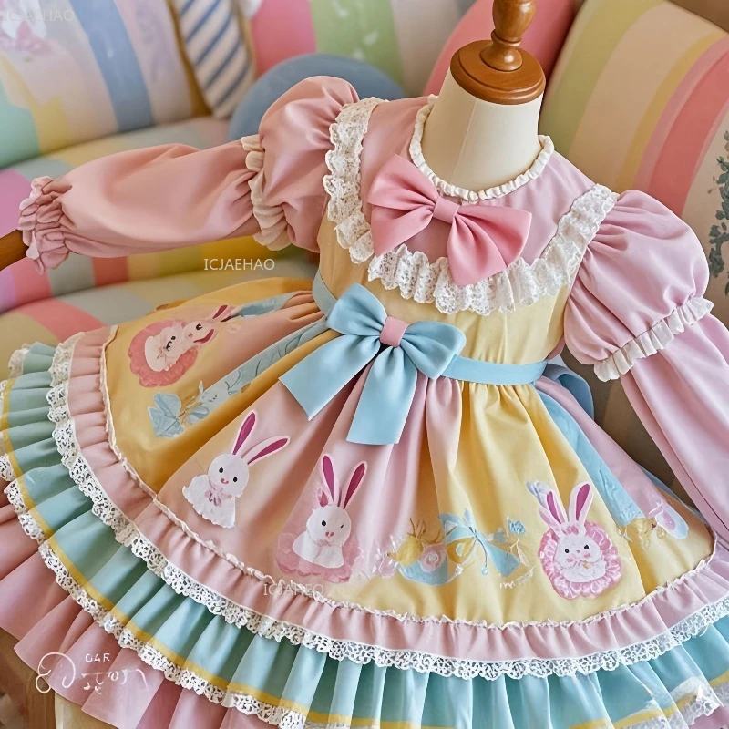 

New Children Girls Embroidered Lolita Princess Dress Baby Kids First Birthday Party Gown Puffy Cute Celebration Pageant Clothes