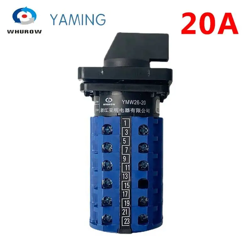 LW26-32/6 LW28-20 Four Positions 6 Poles 20A 32A 690V Silver Contact Universal Changeover Switching Rotary Motor Cam Switch - view 5