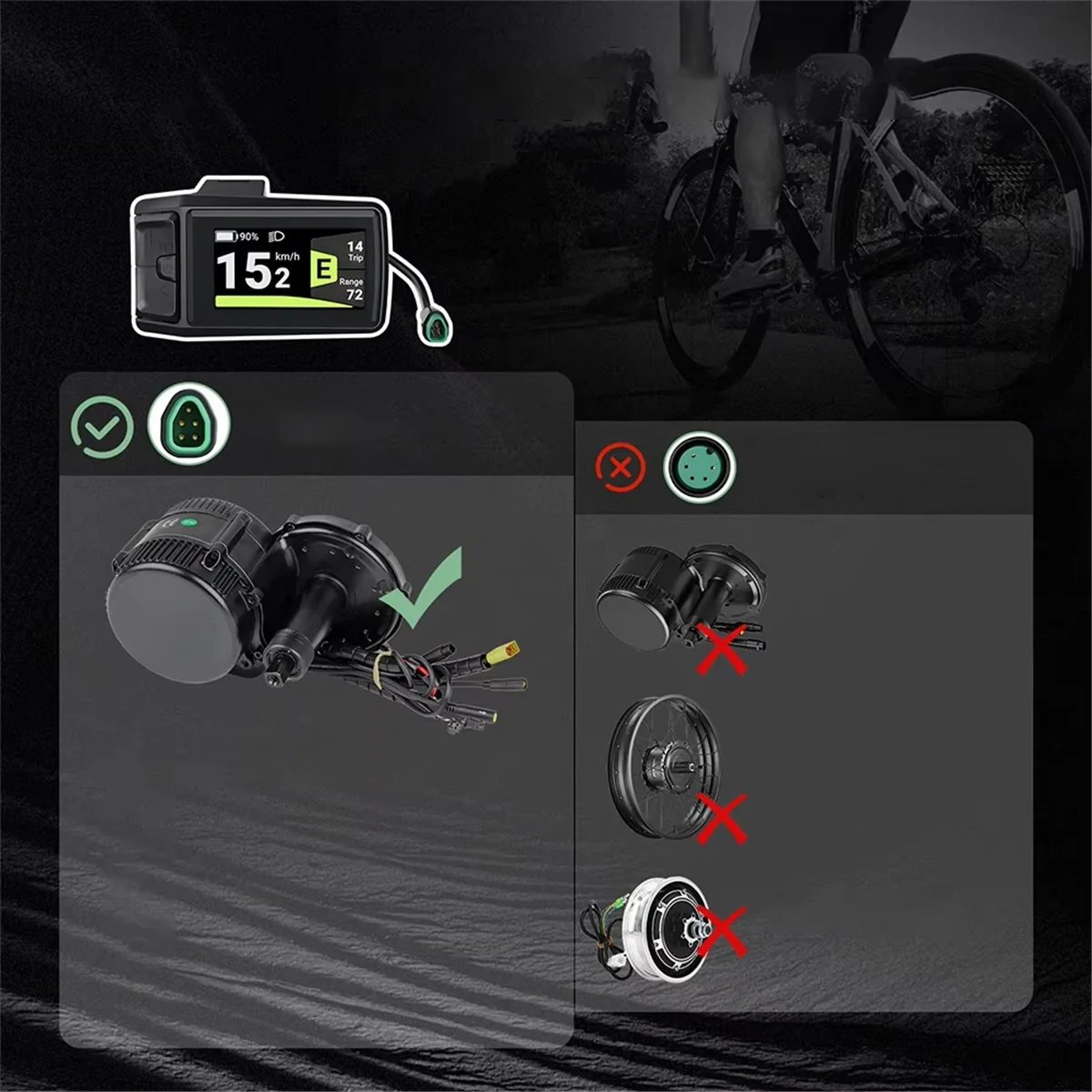 AB01 CAN Protocol E-Bike Display Cycling Accessories Can Protocol Display for Ebike Bicycle Computer PAS Levels 0-7