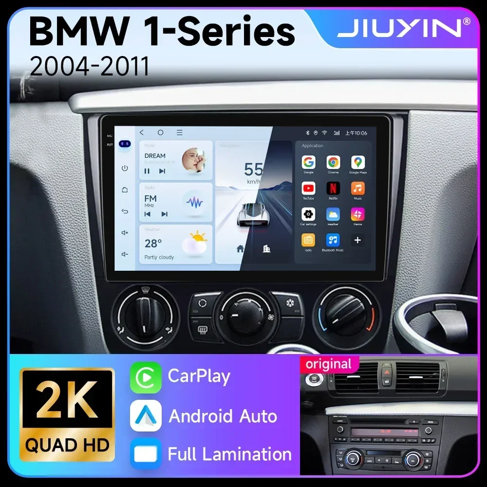 JIUYIN AI Voice Wireless CarPlay Android Auto Radio For BMW 1-Series 1 Series E87 E81 E82 E88 2004-2011 4G Car Multimedia GPS