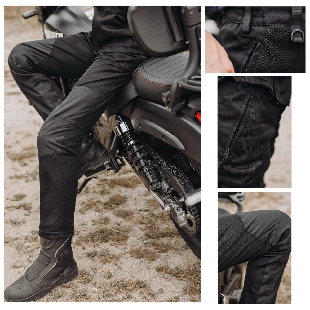 VEMAR Summer Mesh Motorcycle Pants Men, CE Level Knee/Hip Protectors, Urban Breathable Anti-Fall Gear Motocross Motorbike Pants