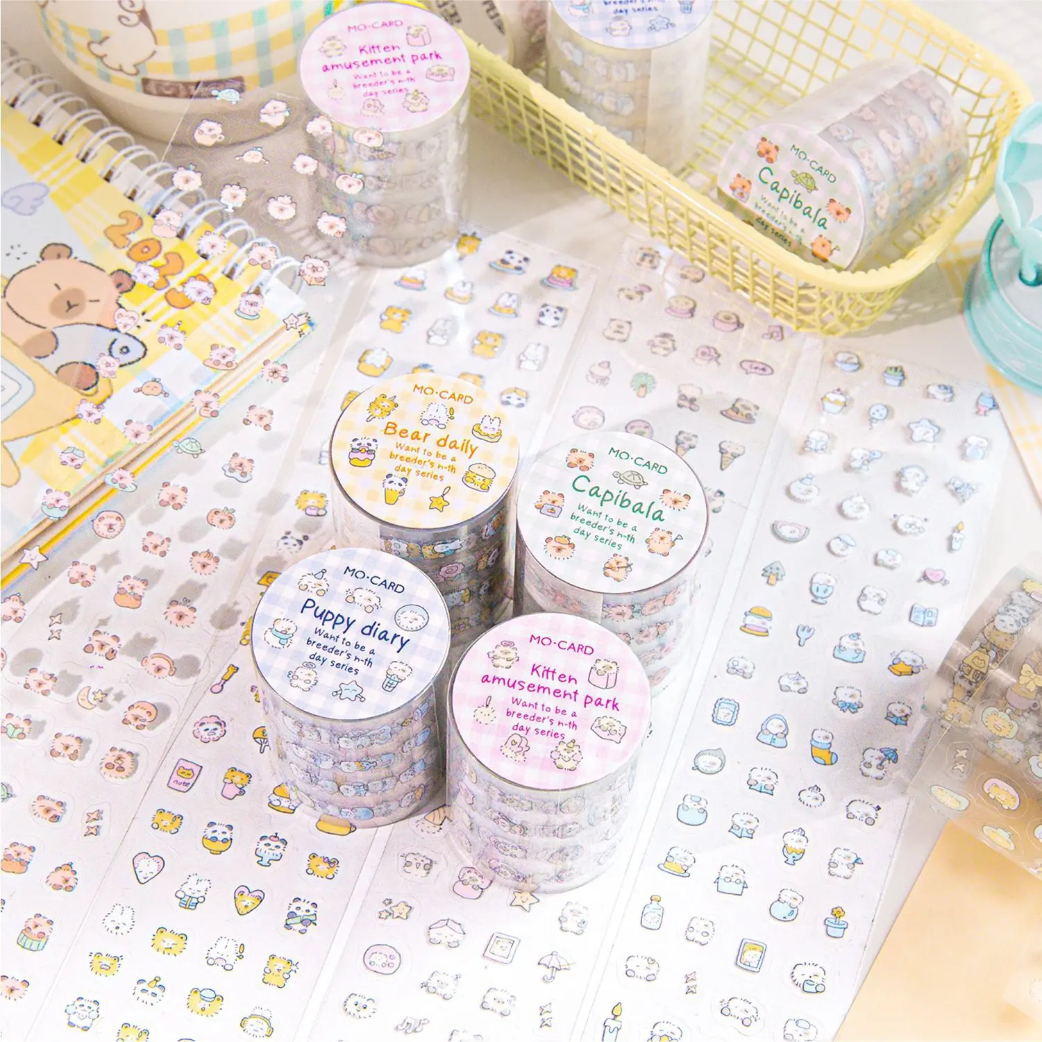 

Mr. Paper, 200cm/roll, Mini Cartoon Cute Sticker Tape, Decorative Collage Scrapbook, Diary, Phone Case, Water Cup, Notebook