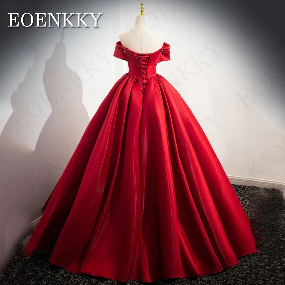 Vestido De Noite Longo Vermelho A Linha De Pérolas فساتين مناسبة رسمية Fora Do Ombro Cetim Ocasião Formal Vestidos Mulheres Comprimento Do Pavimento Barco Pescoço Vestido de noite longo vermelho com pérolas em linha A