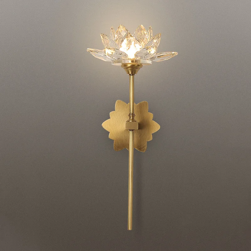 

Modern Flower LED Wall lamp Copper Crystal Living room Stairs Wall light Aisle Bathroom Wall Sconce 90-260V Home Decoration