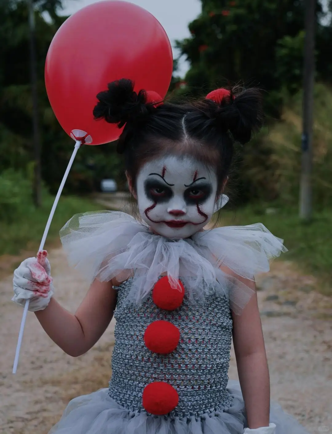 2026 Halloween Evil Clown Tutu Costume for Little Girls Kids Spooky Scary Outfit Full Accessories Set Party Dress Up view 2