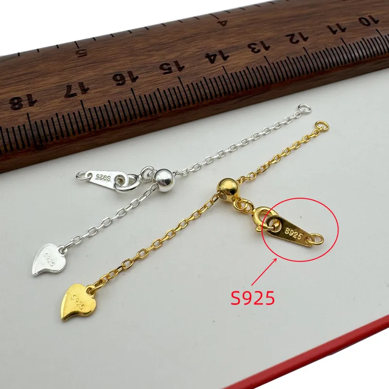 1 قطعة الصلبة 925 فضة الحب تمديد سلسلة مشبك سوار قلادة DIY بها بنفسك صنع المجوهرات اكسسوارات العثور