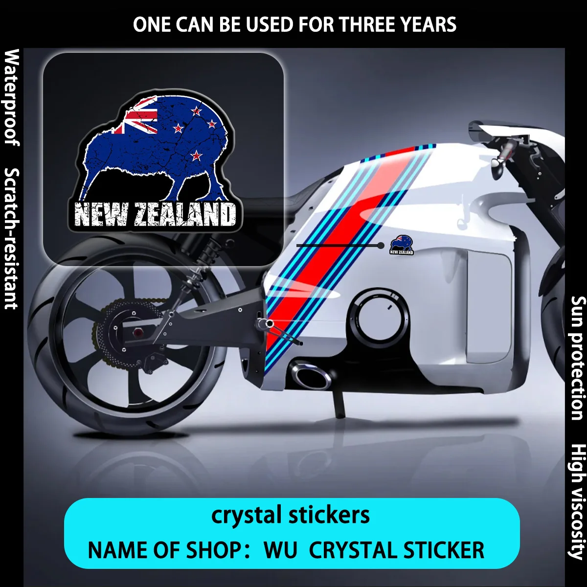 

4Pcs New Zealand Kiwi Flag Stickers, Waterproof Decals for Motorcycle Car Tool Box