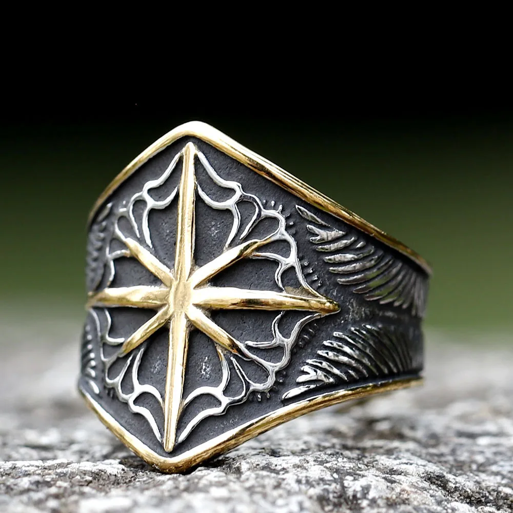 Starry Ring 316L Stainless Steel Star Men Ring Punk Rock Rap for Biker Male Boyfriend Mariner Jewelry Creative Gift Dropshipping