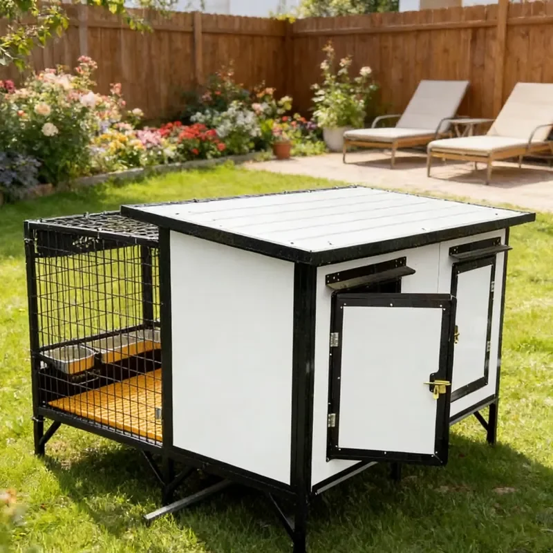 Modern Collapsible Two-Tone Paint Outdoor Cat Enclosure for Small Animals-Contrasting Roof and Walls