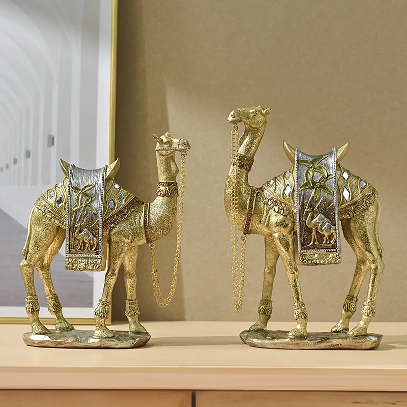 

Middle East Resin Golden Camel Sculpture Feng Shui Figurines Home Decoration Ornament Accessories Interior Decor Living Room