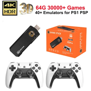 X8 Pro TV Game Console Gamestick 4K 30000 games Emuelec system 40+ PSP N64 Video game emulator for PSP las wireless gamepad