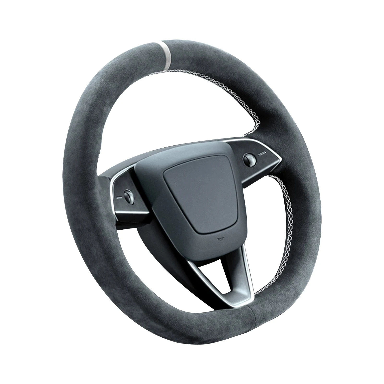 

Alfanxi Hand Stitch Alcantara Steering Wheel Cover Compatible with Tesla New Model 3 2023 Tesla Highland