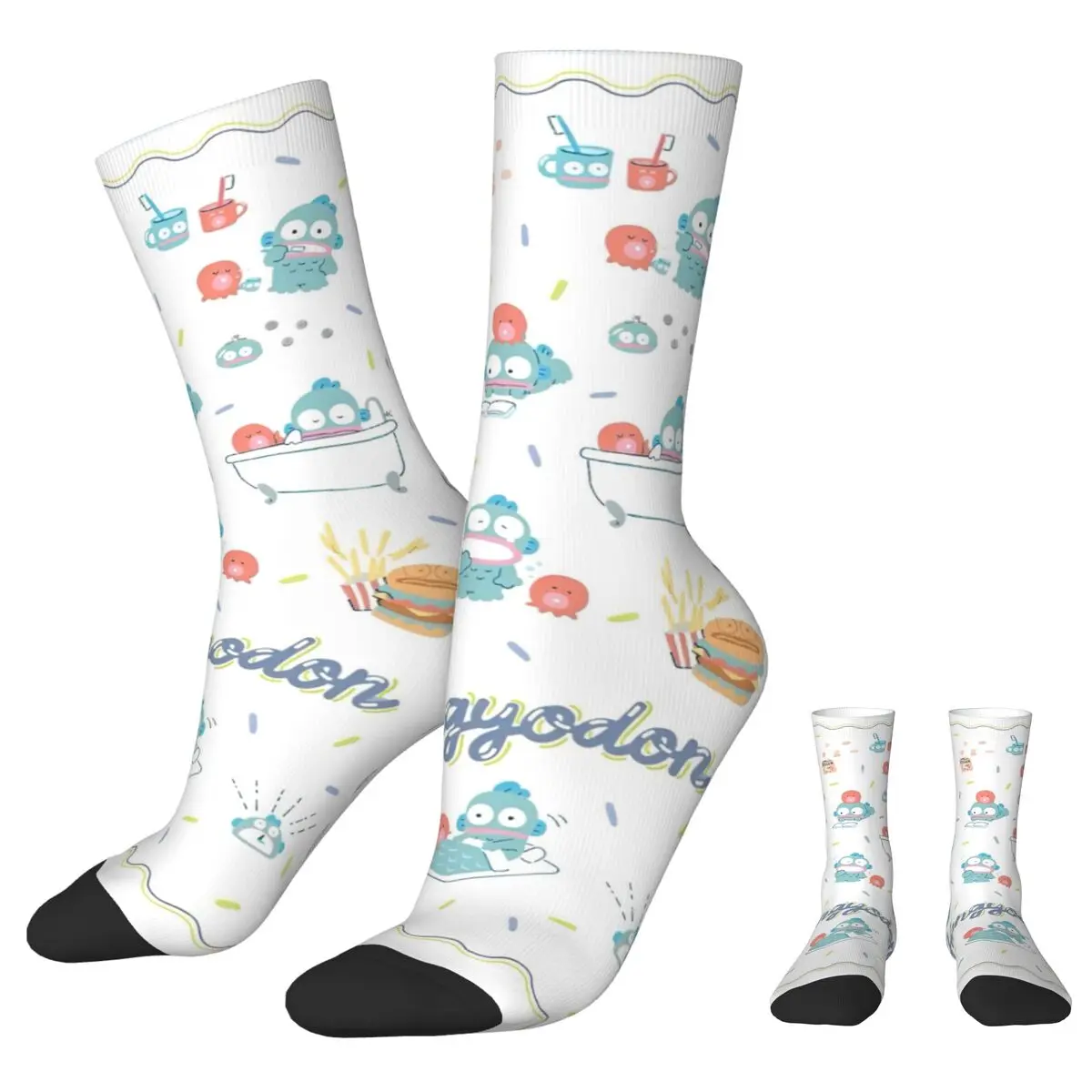 Hangyodon Sayuri Cartoon Socks Men's Women's Funny Happy Cute Kawaii Socks Harajuku Spring Summer Autumn Winter Middle Tube Sock