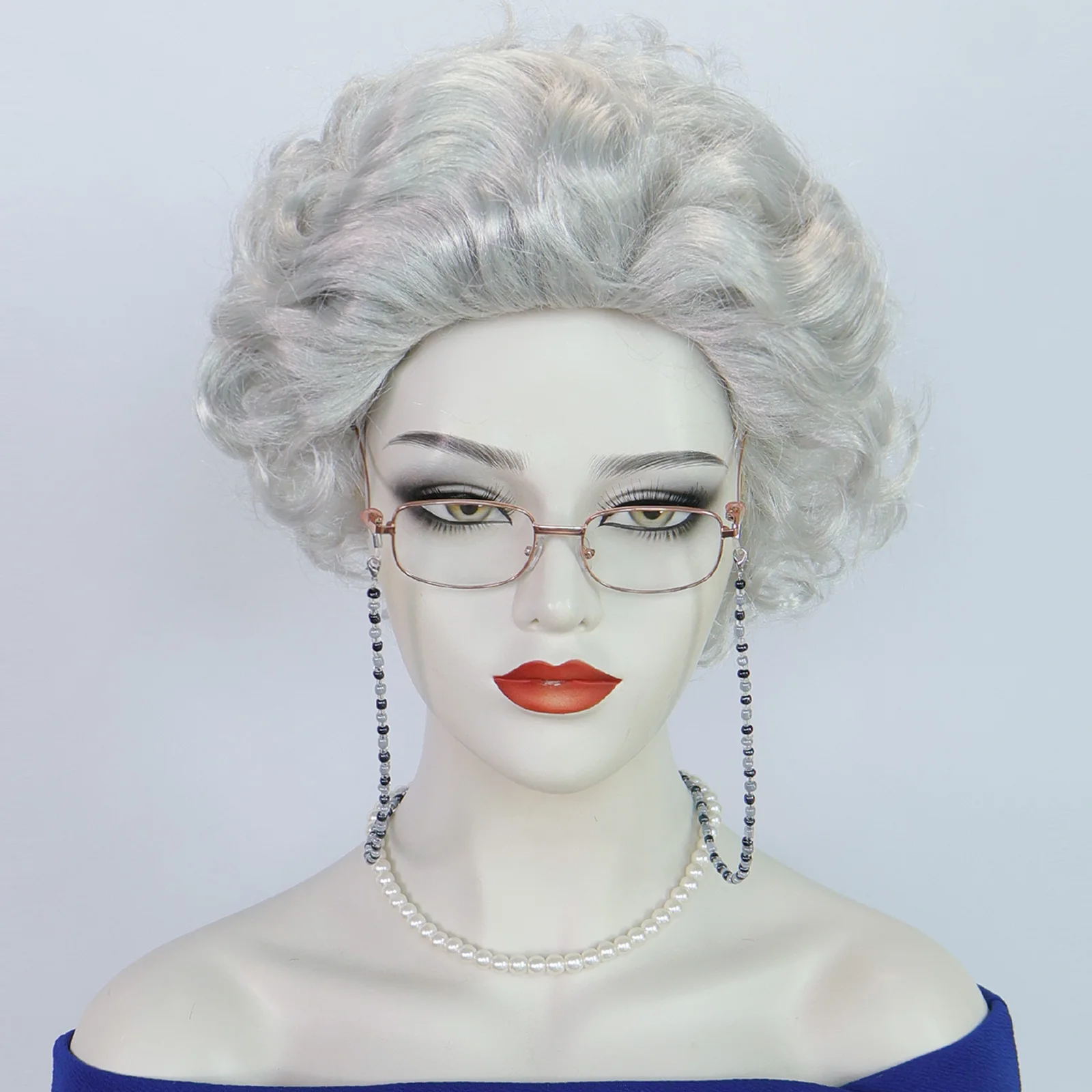 Синтетический серебристо-серый синтетический вьющийся парик для косплея королевы, косплей бабушки, выступление на сцене, для женщин, чтобы наряжать парику