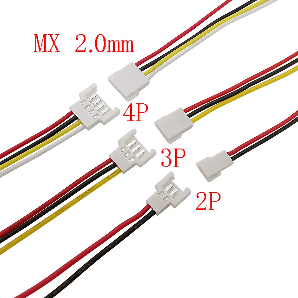 51005 51006 MX 2.0mm Pitch 2P 3P 4 Pin Aerial Docking Male Plug / Female Jack Connector With 15CM 26AWG Electronic Wire Cable