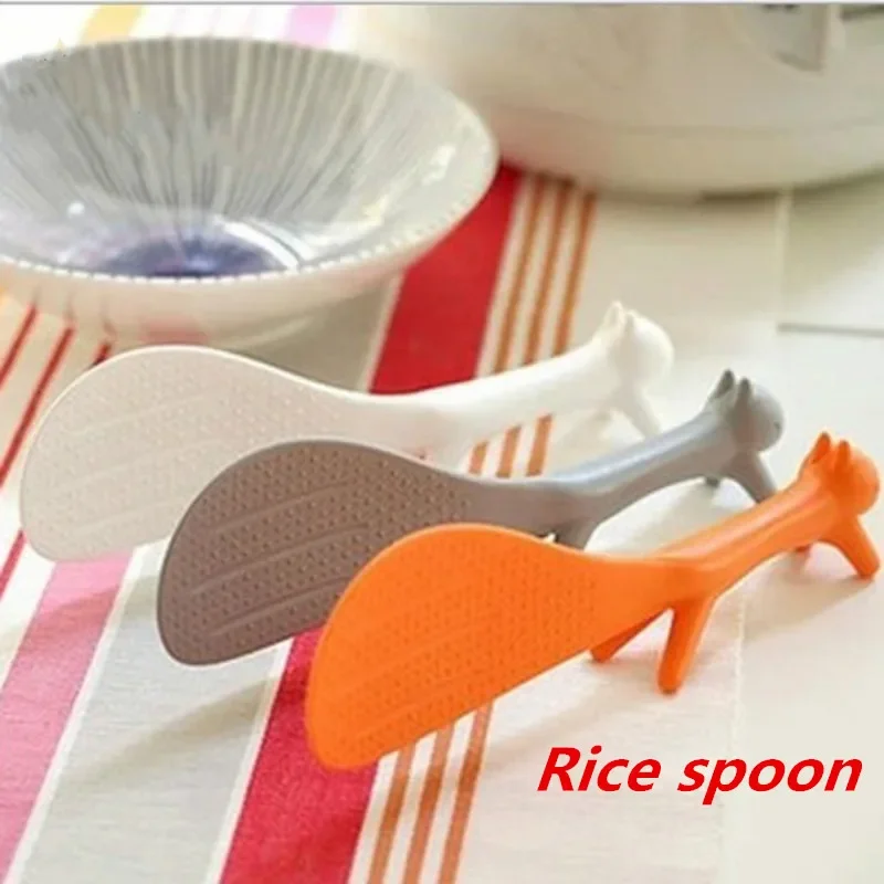 Cuchara de ardilla de dibujos animados en 3 colores, cucharón de paleta de arroz antiadherente, cuchara de comida encantadora, herramientas de cocina, accesorios de cocina, cuchara de madera para arroz