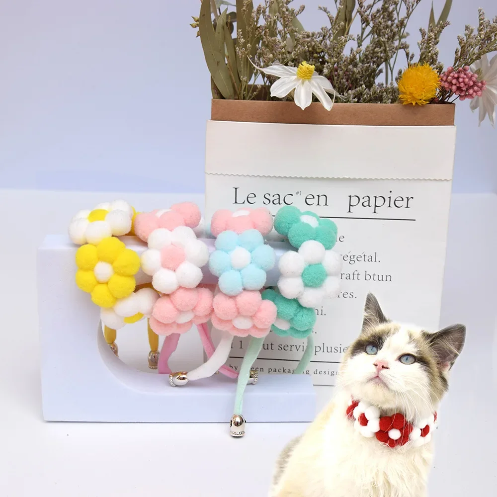 Cat Hand Woven Macaron Flower Pet Flower Collar Dog Photography Pet Supplies