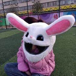 Motorcycle helmet protective hood cartoon fluffy plush suit full face outdoor fun rabbit personalized helmet cover