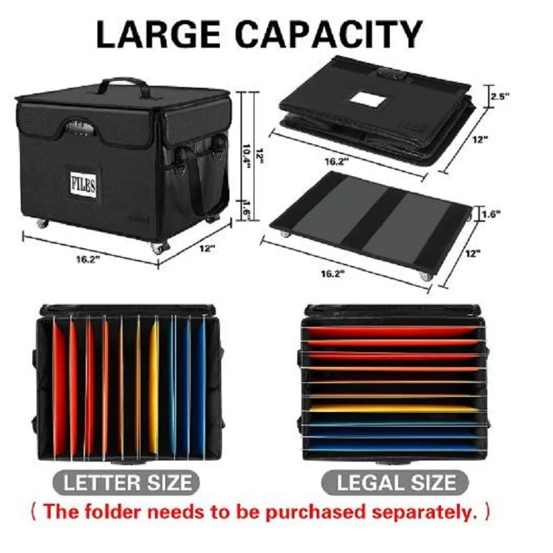 折りたたみ式ファイル収納ボックス,耐火プーリー付き,整理整頓,家庭用アクセサリー,モデル2023