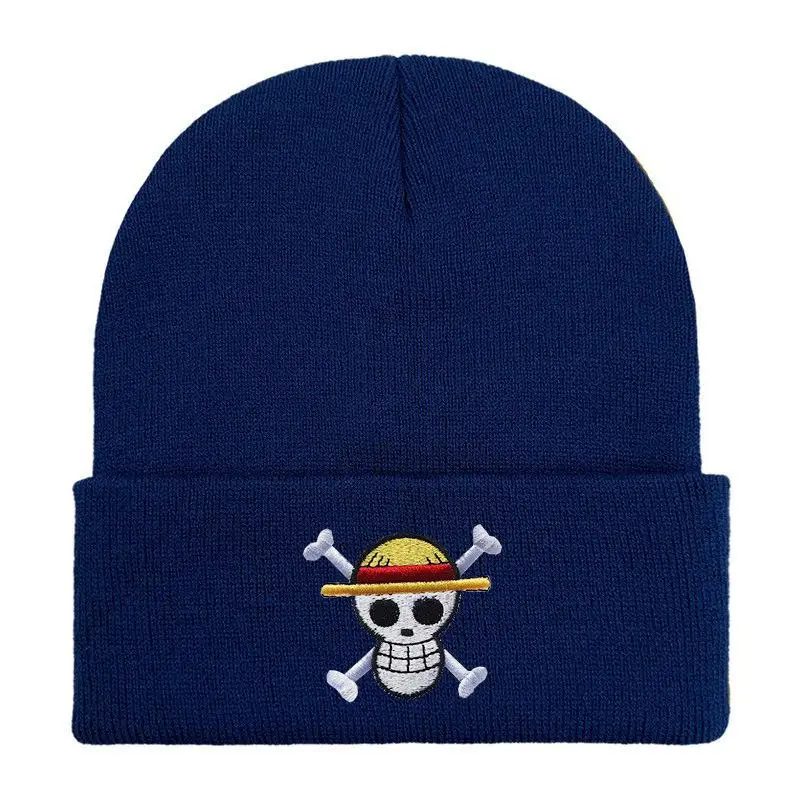 One Piece Knitted Hat Cartoon Luffy Bucket Hat Embroidery Girl Boys Warm Winter Hat Comfortable Hiphop Hat Fashion Cartoon Gift