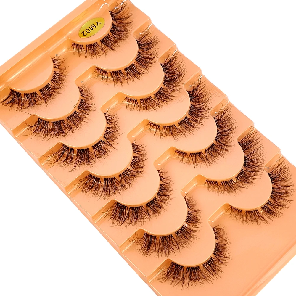 7pairs Mink Eyelashes Invisible Band Lash Extension Natural False Eyelashes Cross Cluster Fairy 3D Faux Big Eye Long Fake Lashes