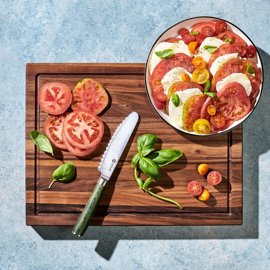 لوح تقطيع من خشب الجوز المتوسط، مزدوج الجوانب مع مقابض مجوفة ذات أخدود عصير، خشب متين، مقاوم للخدش، رائع لـ C